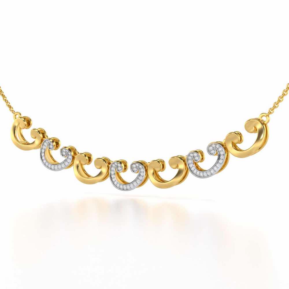 Majestic Swirl Silver Necklace - Yellow Gold - Image 3