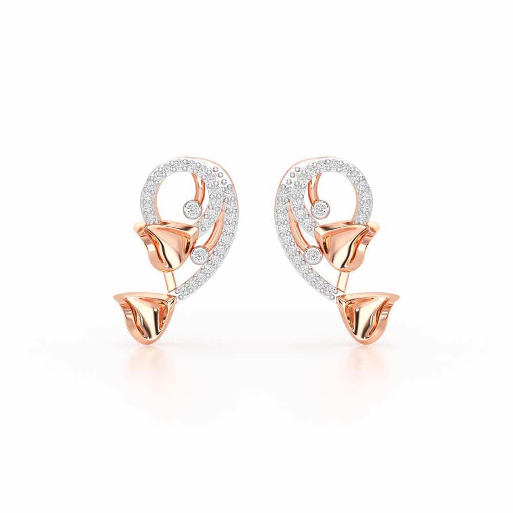 Majestic Trinket Silver Stud Earrings - Rose Gold - Image 1