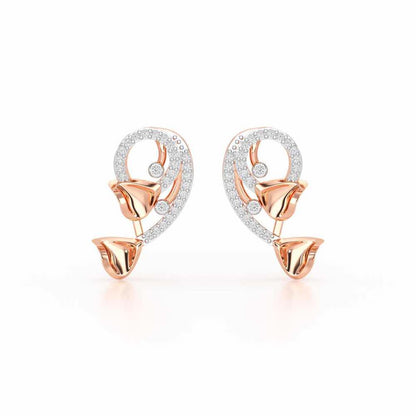 Majestic Trinket Silver Stud Earrings - Rose Gold - Image 1