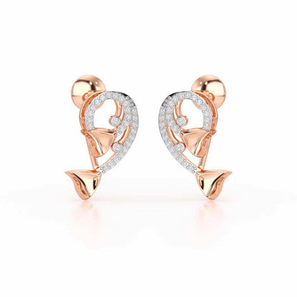 Majestic Trinket Silver Stud Earrings - Rose Gold - Image 2