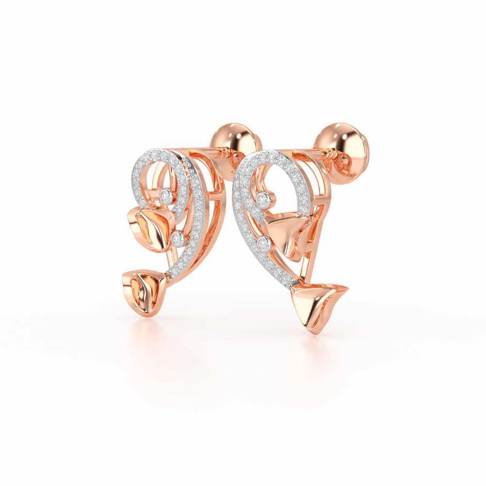 Majestic Trinket Silver Stud Earrings - Rose Gold - Image 3