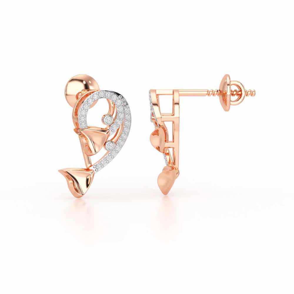Majestic Trinket Silver Stud Earrings - Rose Gold - Image 4