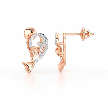 Majestic Trinket Silver Stud Earrings - Rose Gold - Image 4