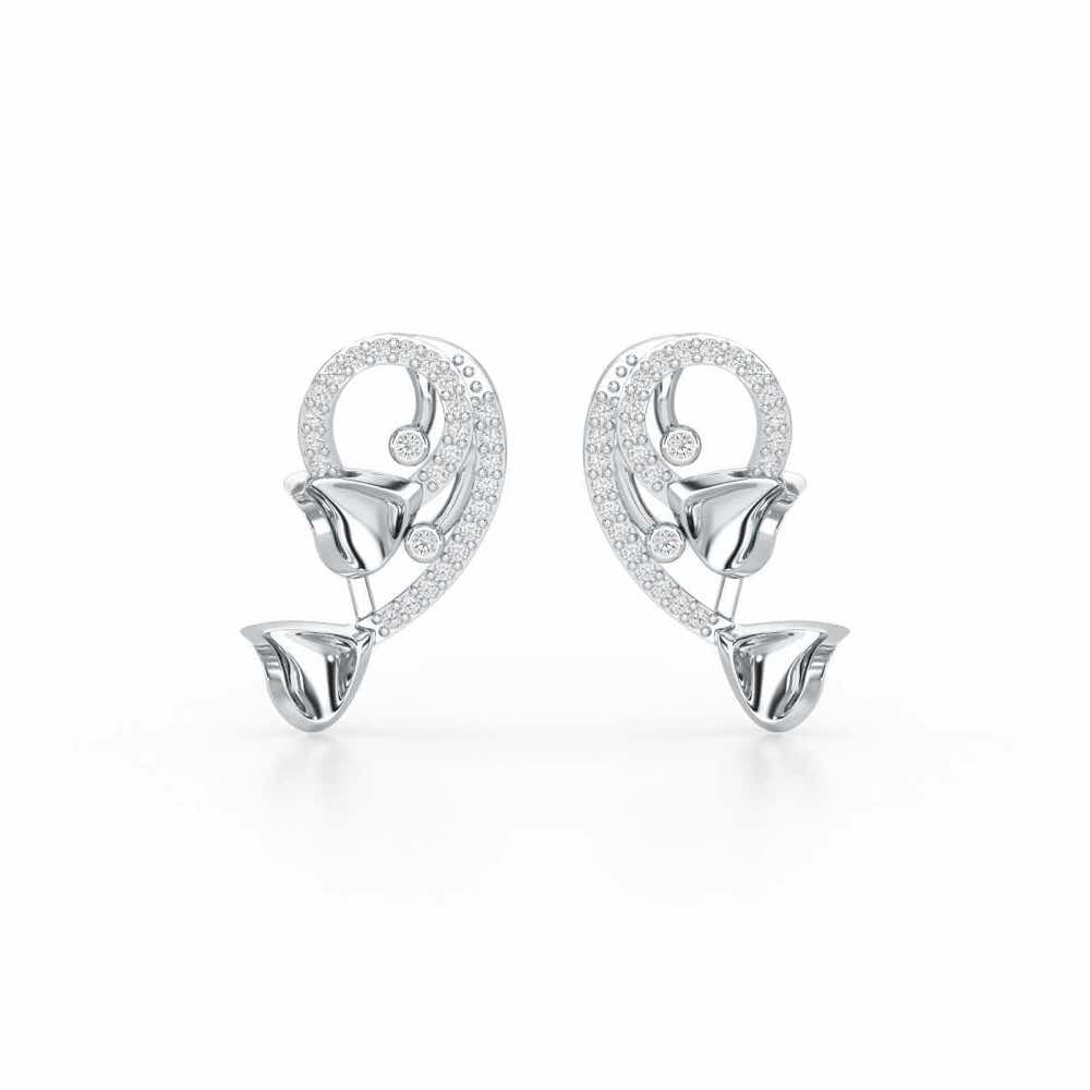 Majestic Trinket Silver Stud Earrings - White Gold - Image 1