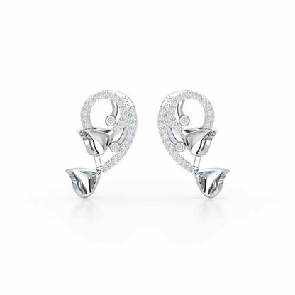 Majestic Trinket Silver Stud Earrings - White Gold - Image 1