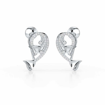 Majestic Trinket Silver Stud Earrings - White Gold - Image 2