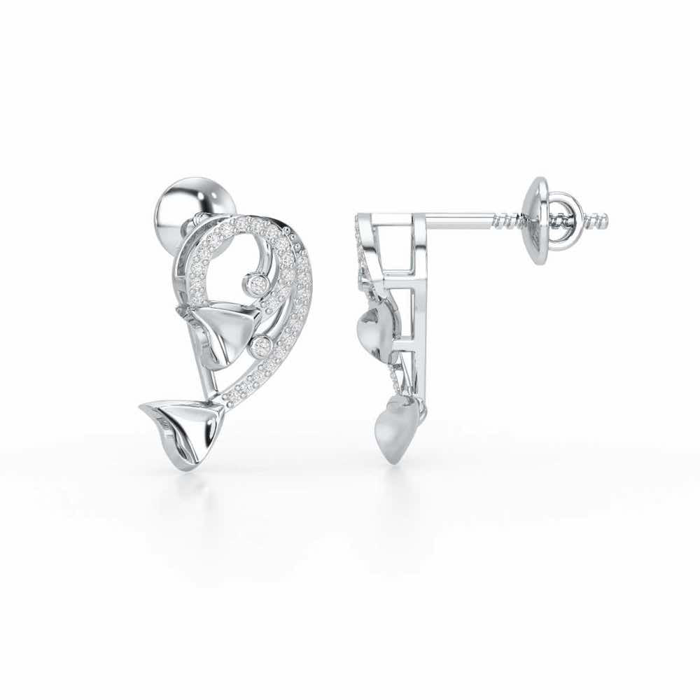 Majestic Trinket Silver Stud Earrings - White Gold - Image 4