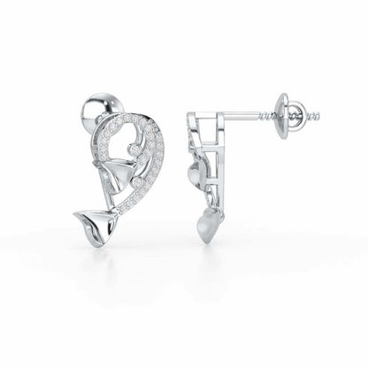 Majestic Trinket Silver Stud Earrings - White Gold - Image 4