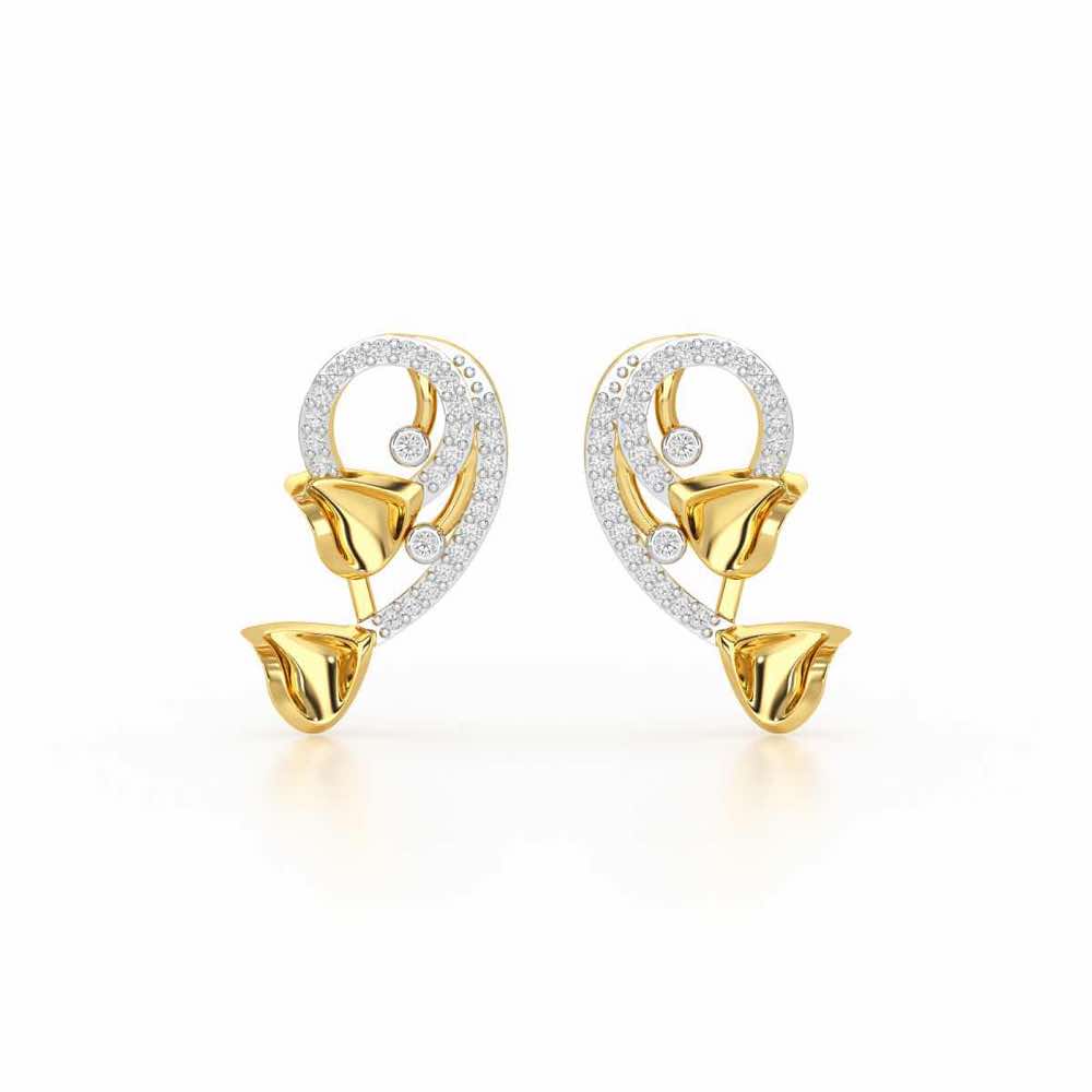 Majestic Trinket Silver Stud Earrings - Yellow Gold - Image 1