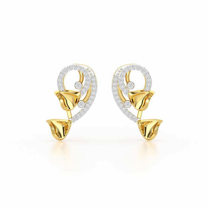 Majestic Trinket Silver Stud Earrings - Yellow Gold - Image 1