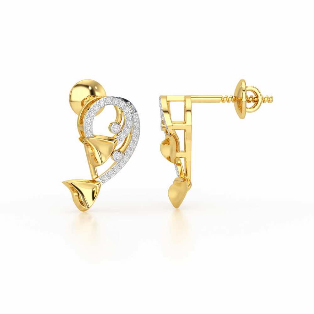 Majestic Trinket Silver Stud Earrings - Yellow Gold - Image 4