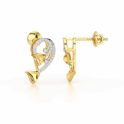 Majestic Trinket Silver Stud Earrings - Yellow Gold - Image 4