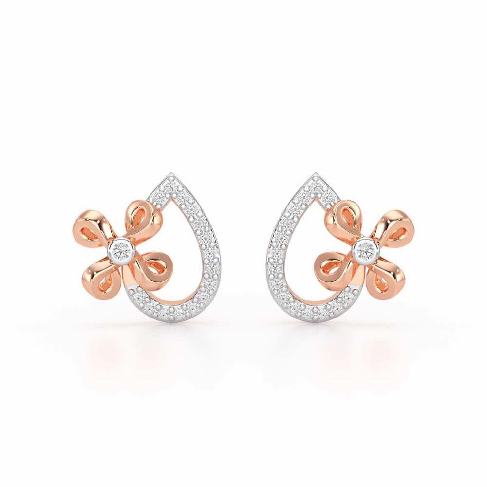Majesty Flora Silver Stud Earrings - Rose Gold - Image 1