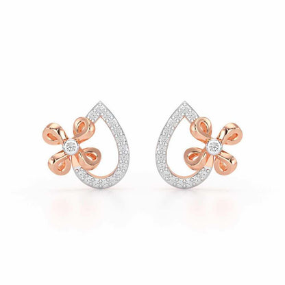 Majesty Flora Silver Stud Earrings - Rose Gold - Image 1
