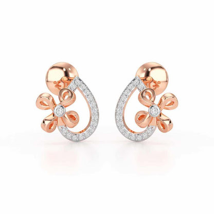 Majesty Flora Silver Stud Earrings - Rose Gold - Image 2