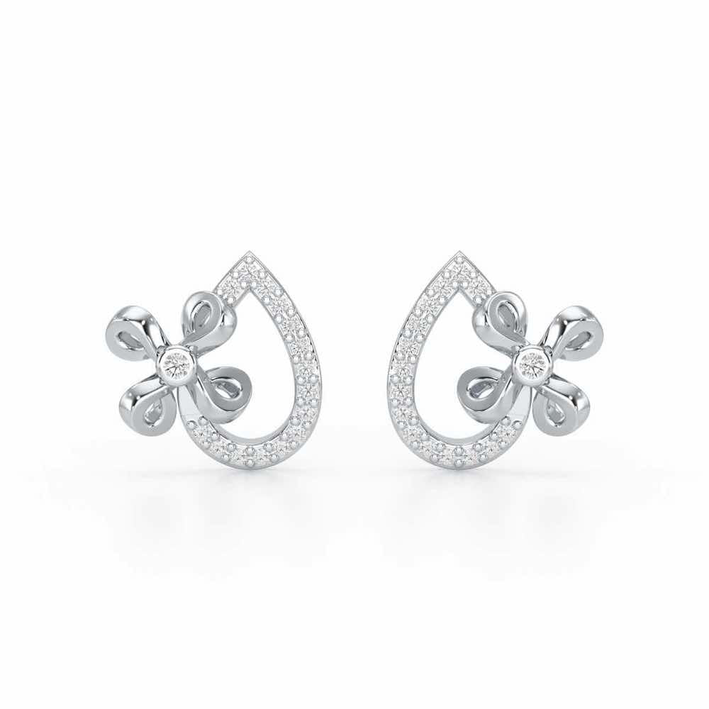 Majesty Flora Silver Stud Earrings - White Gold - Image 1