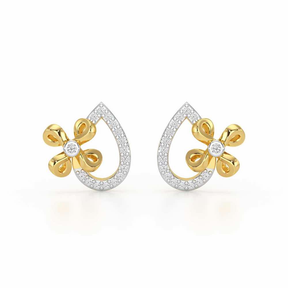 Majesty Flora Silver Stud Earrings - Yellow Gold - Image 1