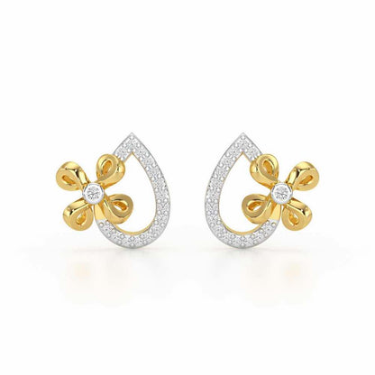 Majesty Flora Silver Stud Earrings - Yellow Gold - Image 1
