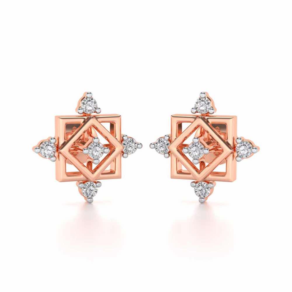 Mandala Silver Earrings - Rose Gold - Image 1