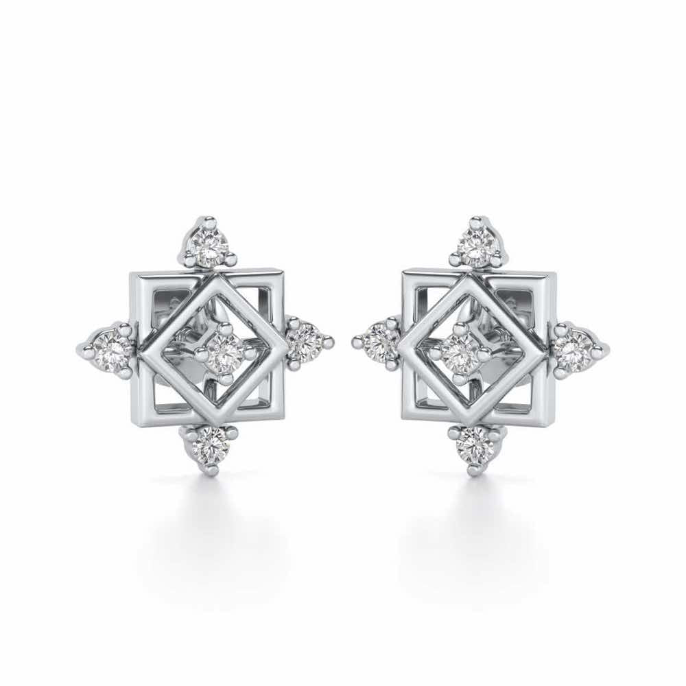 Mandala Silver Earrings - White Gold - Image 1