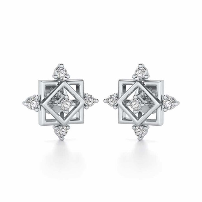 Mandala Silver Earrings - White Gold - Image 1