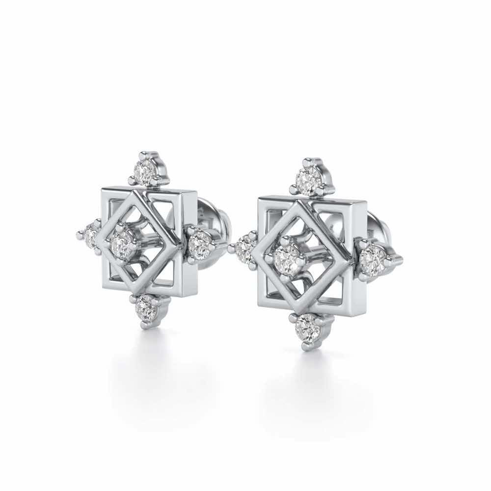 Mandala Silver Earrings - White Gold - Image 3