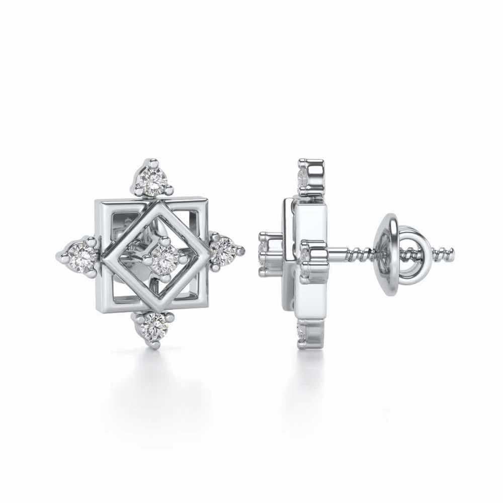 Mandala Silver Earrings - White Gold - Image 4
