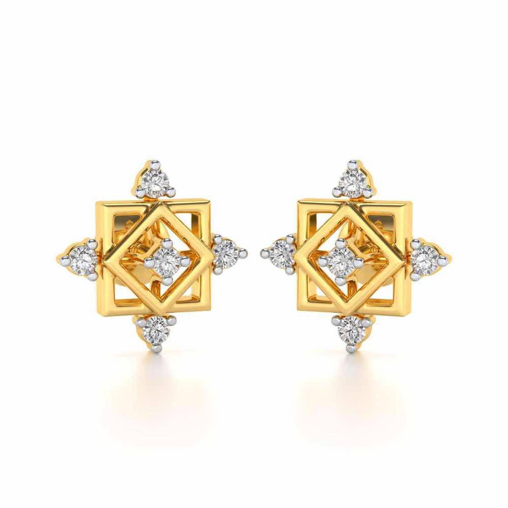 Mandala Silver Earrings - Yellow Gold - Image 1