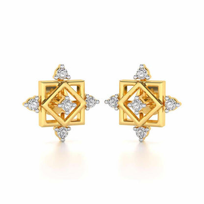 Mandala Silver Earrings - Yellow Gold - Image 1