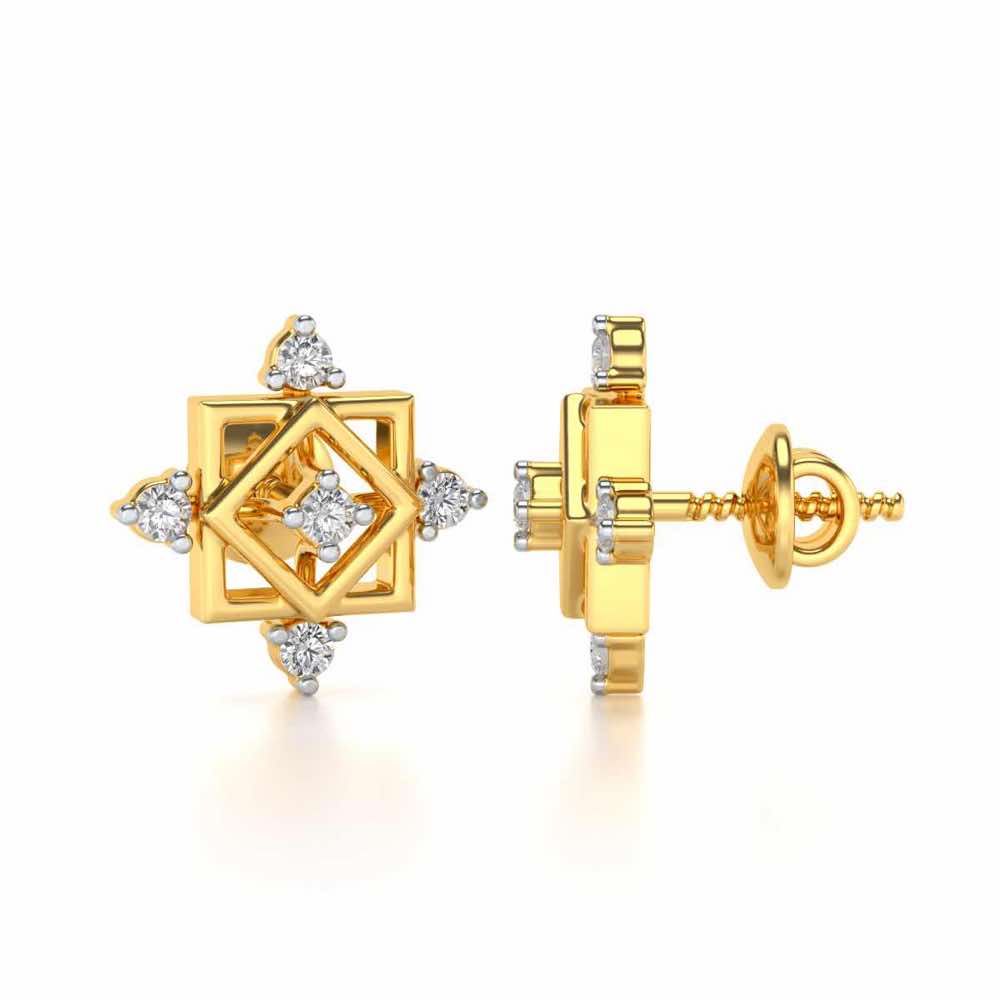 Mandala Silver Earrings - Yellow Gold - Image 4