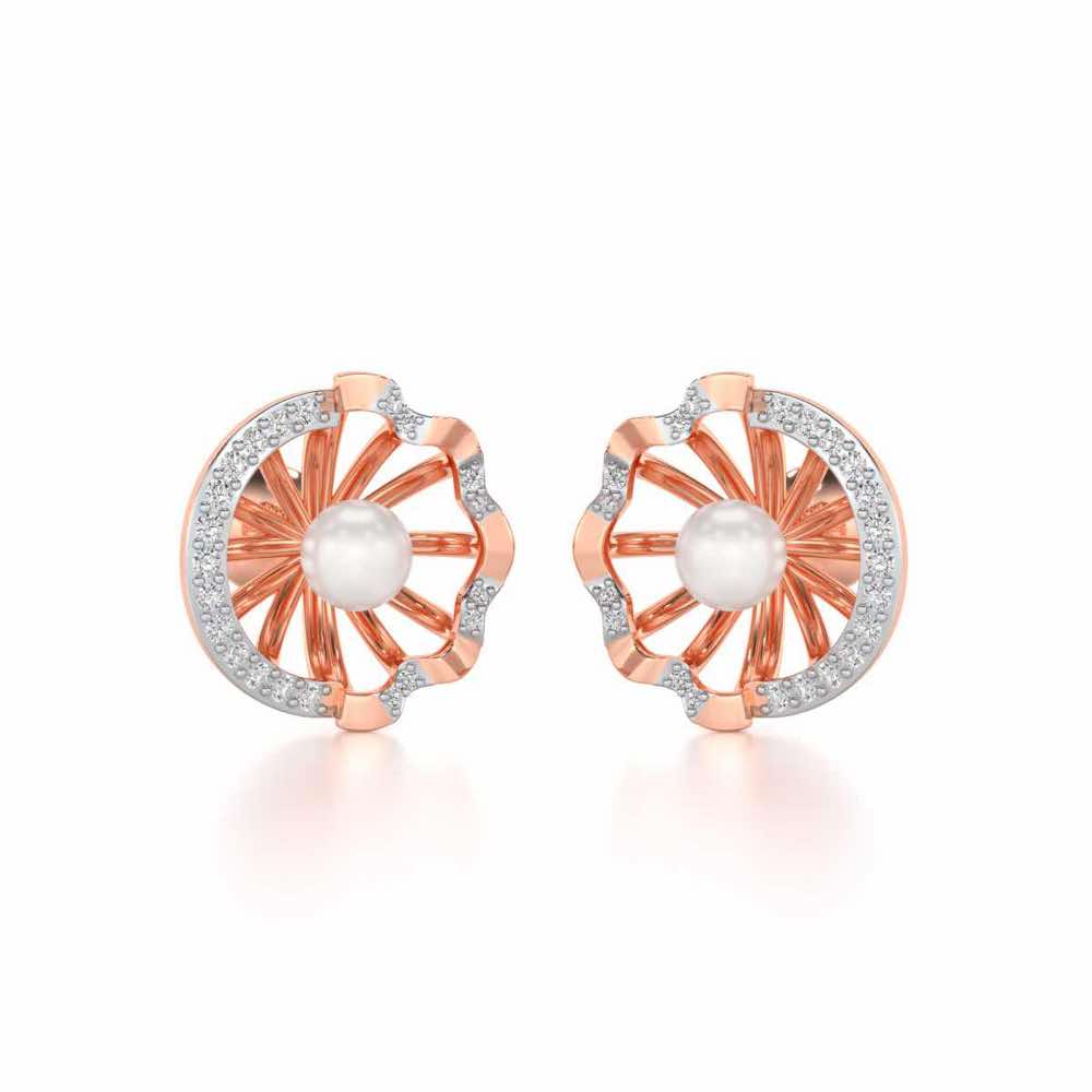 Mandem Silver Pearl Earrings - Rose Gold - Image 1