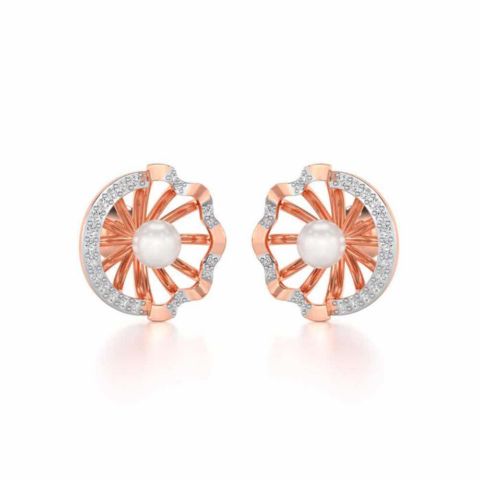 Mandem Silver Pearl Earrings - Rose Gold - Image 1