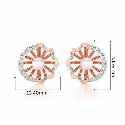 Mandem Silver Pearl Earrings - Rose Gold - Image 2