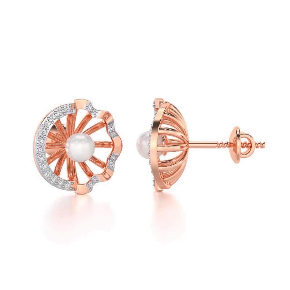 Mandem Silver Pearl Earrings - Rose Gold - Image 4