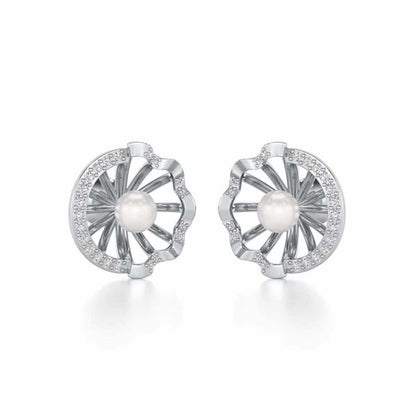Mandem Silver Pearl Earrings - White Gold - Image 1