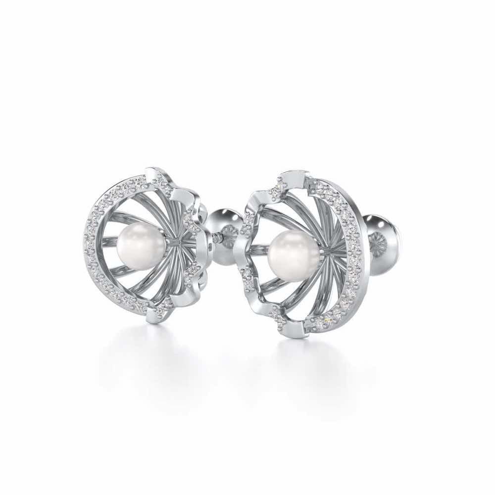 Mandem Silver Pearl Earrings - White Gold - Image 3
