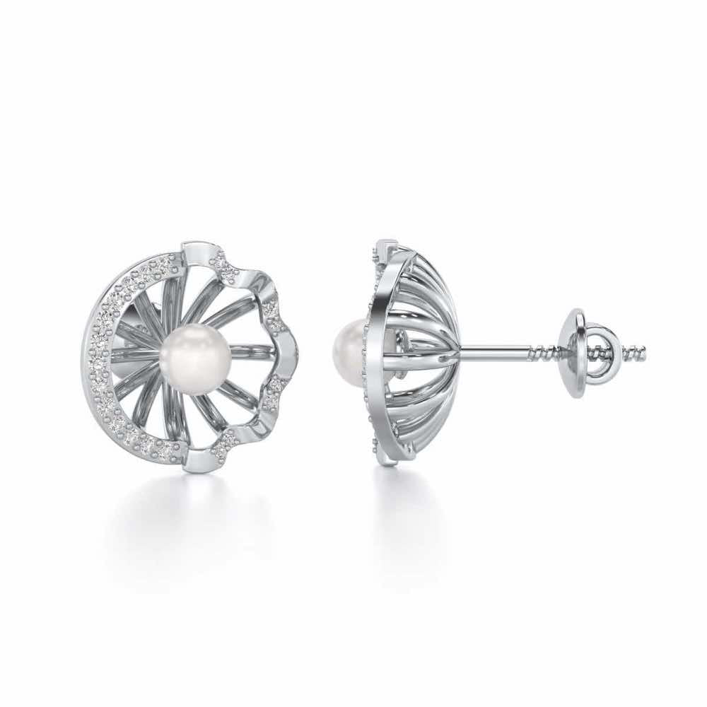 Mandem Silver Pearl Earrings - White Gold - Image 4