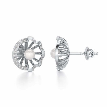 Mandem Silver Pearl Earrings - White Gold - Image 4