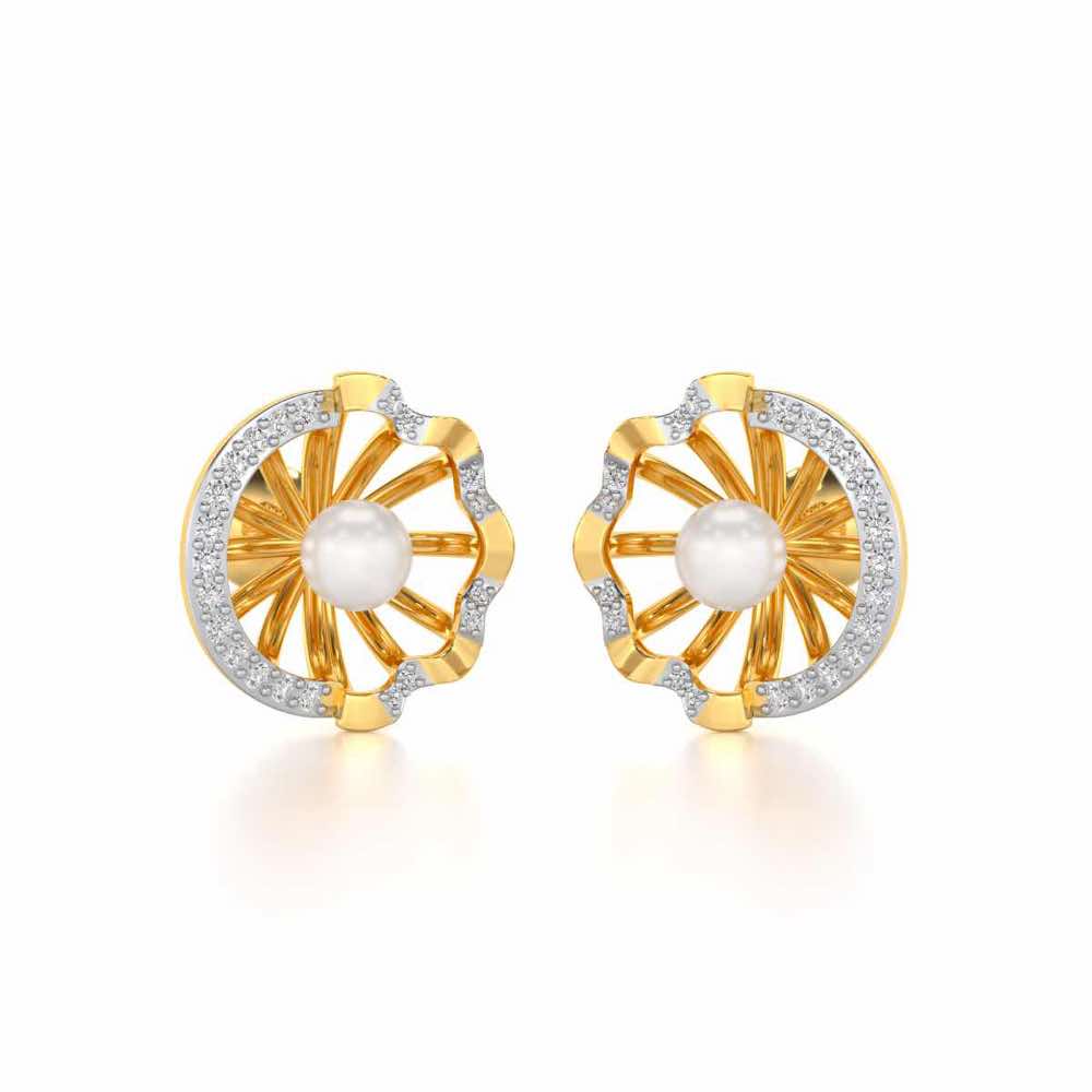 Mandem Silver Pearl Earrings - Yellow Gold - Image 1