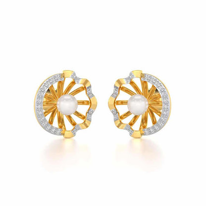 Mandem Silver Pearl Earrings - Yellow Gold - Image 1