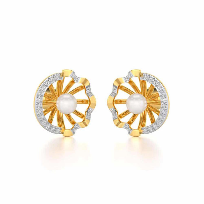 Mandem Silver Pearl Earrings - Yellow Gold - Image 1