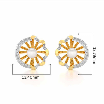 Mandem Silver Pearl Earrings - Yellow Gold - Image 2