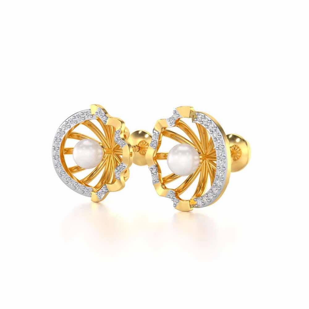 Mandem Silver Pearl Earrings - Yellow Gold - Image 3