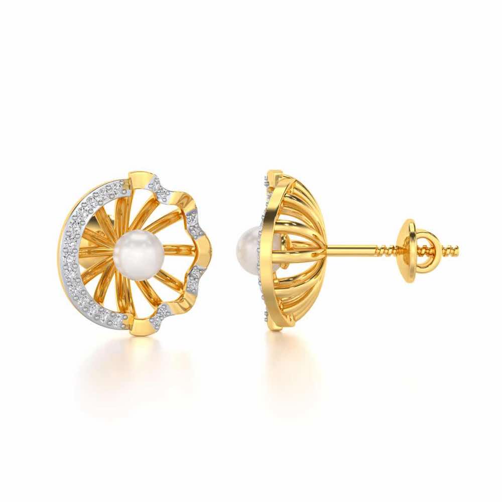 Mandem Silver Pearl Earrings - Yellow Gold - Image 4
