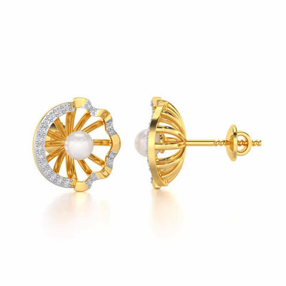Mandem Silver Pearl Earrings - Yellow Gold - Image 4