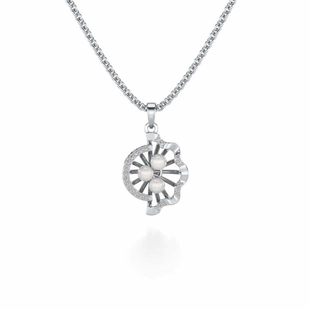 Mandem Silver Pearl Pendant - White Gold - Image 2