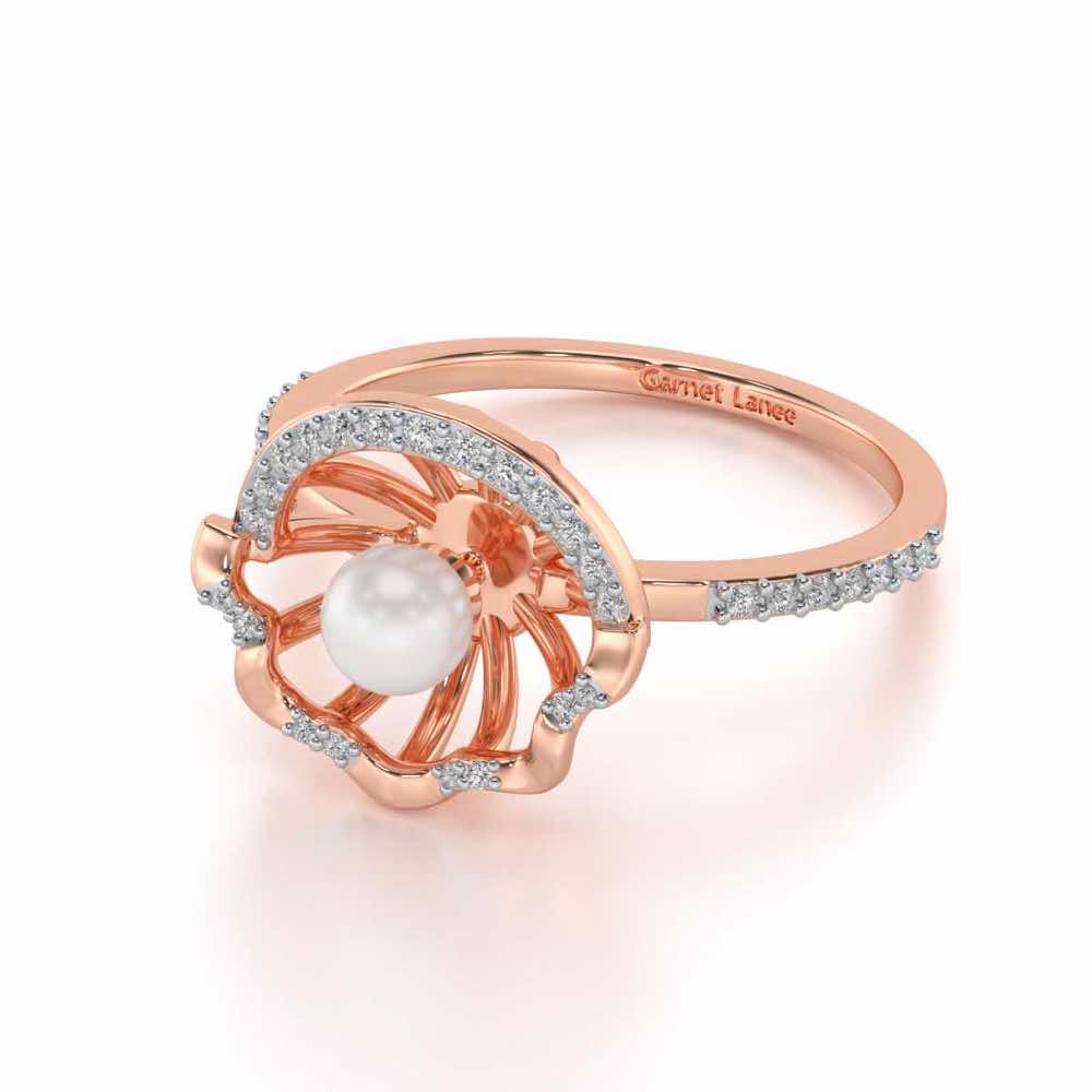 Mandem Silver Pearl Ring - Rose Gold - Image 2