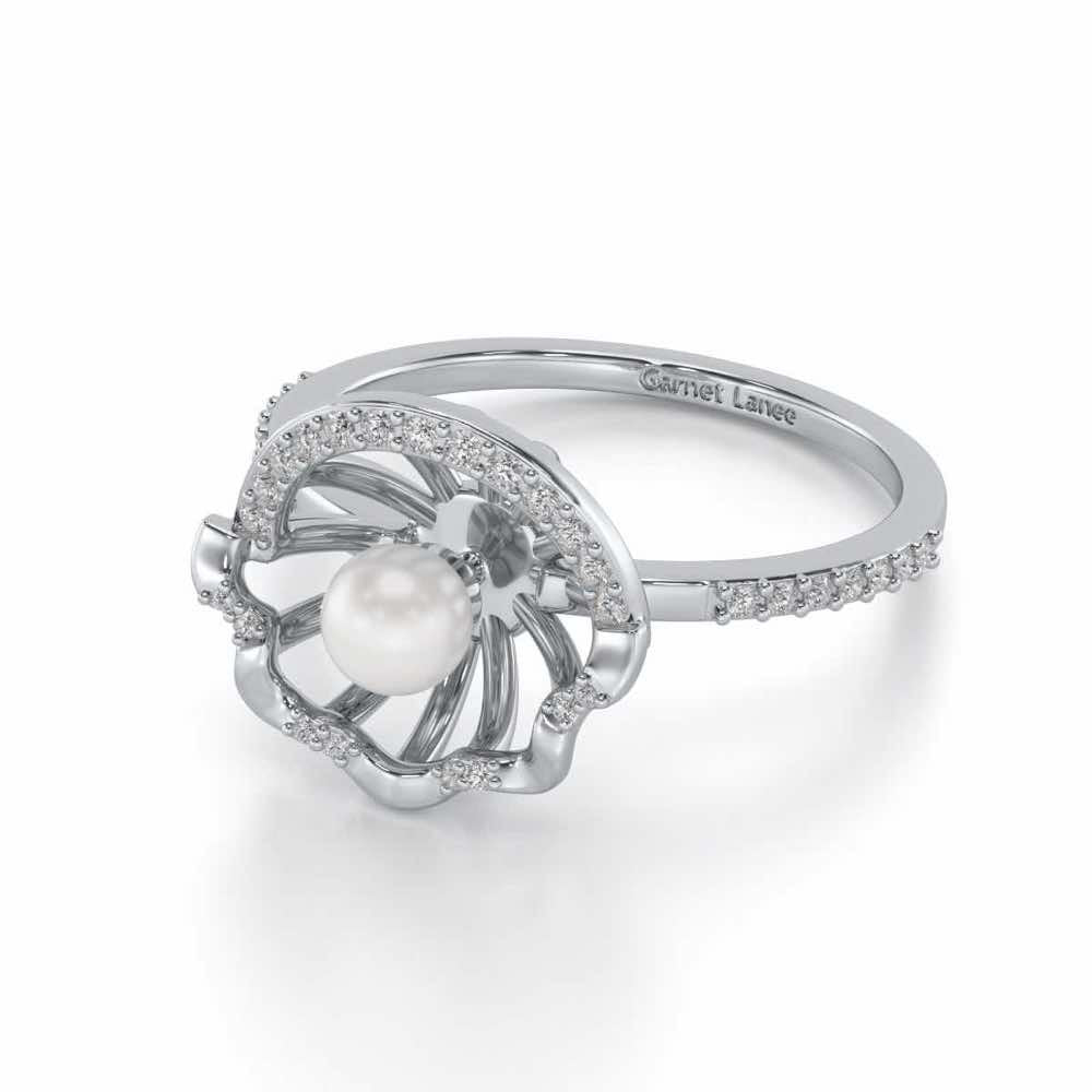 Mandem Silver Pearl Ring - White Gold - Image 2