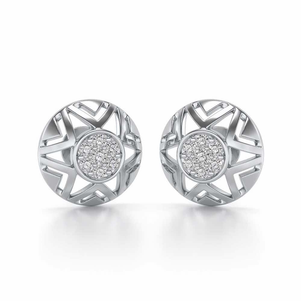 Maelous Star Silver Earrings - White Gold - Image 1