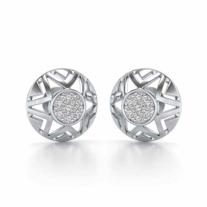Maelous Star Silver Earrings - White Gold - Image 1